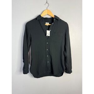 J.Crew Petite double-gauze button-up shirt Black PXXS‎ NWT